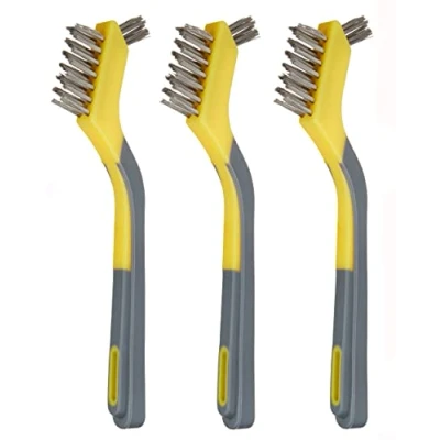 Image of Amazon Basics Stainless Steel Mini Brushes, Soft Grip, 3 Pack, Assorted colors