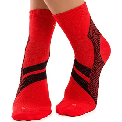 Image of ZaTech Plantar Fasciitis Sock, Compression Socks. Heel, Ankle &amp; Arch Support. (Red/Black, Medium)