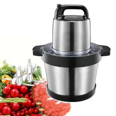 Image of Food Processor, 5L Kitchen Meat Mixer, Mini Vegetable Chopper, Grinder with Stainless Steel Bowl, Chopper for Meat, Vegetables, Fruits and Nuts