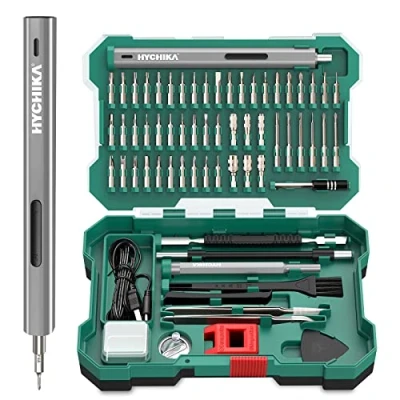 Image of HYCHIKA Precision Screwdriver, Mini Electric Screwdriver Set 67 in 1, Cordless with LED Light Max 3 N.m, 52 Magnetic Bits, Repair Tool kit for Phone Laptop PC Watch Camera Drone