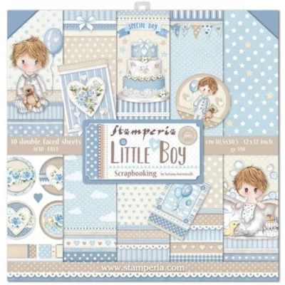 Image of STAMPERIA Little Boy Paper Pad 10 Sheets 30.5 x (12&quot; 12&quot;) Double Sided Multi Colour, SBBL68