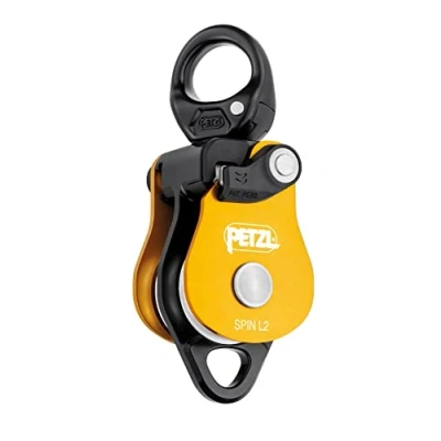 Image of PETZL, Spin L2, Double Pulley With Very High Output Walker, Yellow, One Size, Unisex Adult