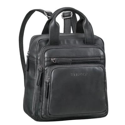 Image of STILORD &#039;Maple&#039; Small Backpack Women Leather Daypack Mini Rucksack Bag Vintage Womens City Genuine Ladies, Colour:black