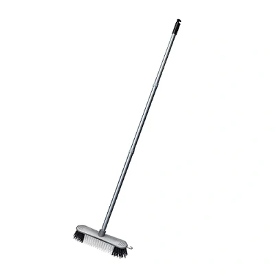 Image of Addis Indoor Plastic Sweeping broom with Stiff Nylon bristles &amp; 3pcs easy assemble Metal handle, Metallic Grey