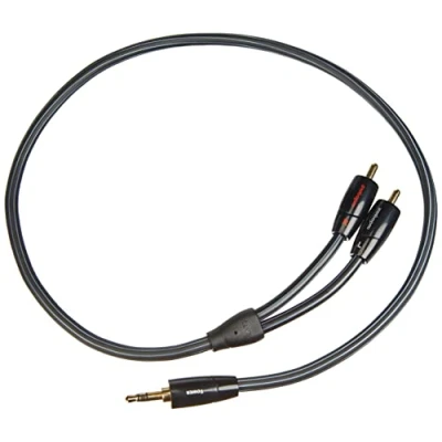 Image of AudioQuest 0.6m Tower 3.5mm 2xRCA Audio Cable 0.6 m 3.5 mm Black Cables mm, 2 x RCA, Copper, m, Black)