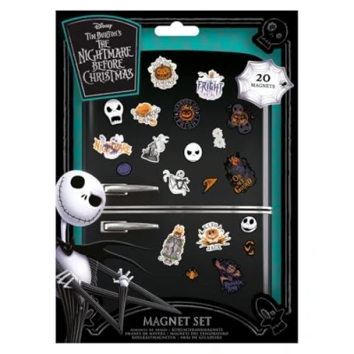 Image of The Nightmare Before Christmas 20 Piece Magnet Set (Colourful Shadows Designs) Mini Magnets, Fridge Door Magnets &amp; Small for Decoration or Party Bags Official Merchandise