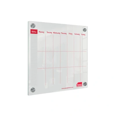 Image of Sasco Semi Transparent Acrylic Mini Whiteboard Weekly Planner, Wall Mounted, Frameless, Dry Erase, 300 x 300, Includes Pen, 2410181