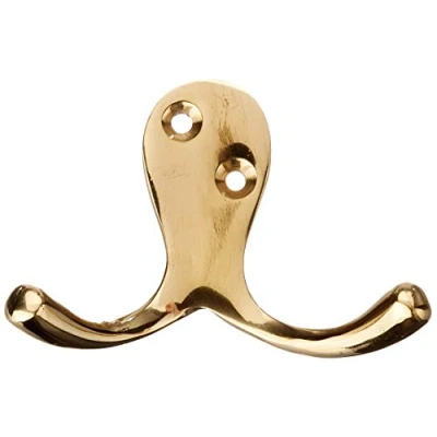 Image of Merriway® BH00226 Twin Robe Hook Polished Brass