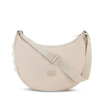 Image of Johnny Urban Cross Body Bag Women Men Beige Kaia Large Puffer Half Moon Padded Crescent Shoulder Crossbody with 16 Inch Laptop Compartment Water Repellent