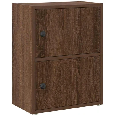 Image of vidaXL Bookcase/Brown Oak Finish/40x24x52cm/Engineered Wood/Tall Freestanding Bookshelf/Modern Storage Cabinet for Home/Office