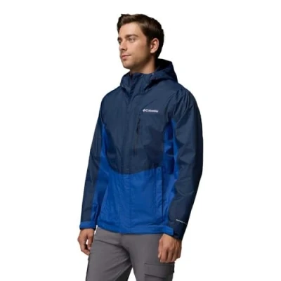 Image of Columbia Men&#039;s Pouring Adventure 3 Jacket, Waterproof Rain Collegiate Navy, Mountain Blue, XL