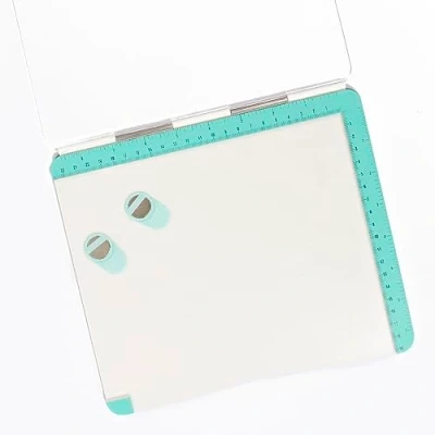 Image of Craftelier Rubber and Silicone Stamp Stamping Platform for Scrapbooking Crafts Guides in Centimeters Inches White Turquoise Size 24.5 x 22 1.2 cm