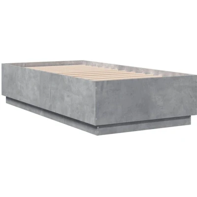 Image of vidaXL Bed Frame with LED without Mattress Concrete Grey 90x190 cm Single