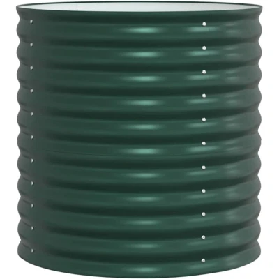 Image of vidaXL garden raised bed green oval galvanized steel planter for outdoor use 80x80x81 cm powder coated durable metal box