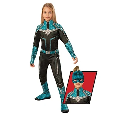 Image of Rubie&#039;s Official Captain Marvel Kree Suit, Deluxe Childs Costume, Large Age 8 10 Years