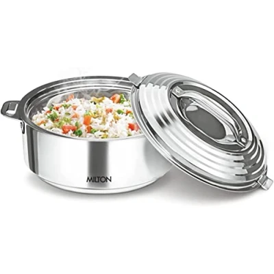 Image of Milton Galaxia 2500 Insulated Stainless Steel Casserole, ml 84 oz 2.6 qt. Thermal Serving Bowl, Keeps Food Hot &amp; Cold for Long Hours, Elegant Pot Warmer Cooler, Silver