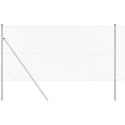 Image of vidaXL Chain Link Fence with 13 Posts 1.2x25 m Galvanised Steel