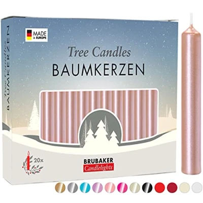 Image of BRUBAKER 100 Pack Tree Candles Wax Christmas Pyramid Rose gold