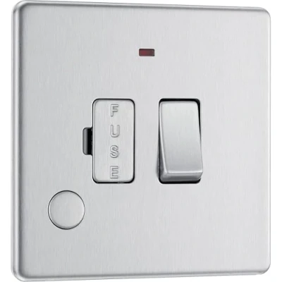 Image of BG Electrical Screwless Flat Plate Switched Fused Connection Unit with a Power Indicator and Cable Outlet