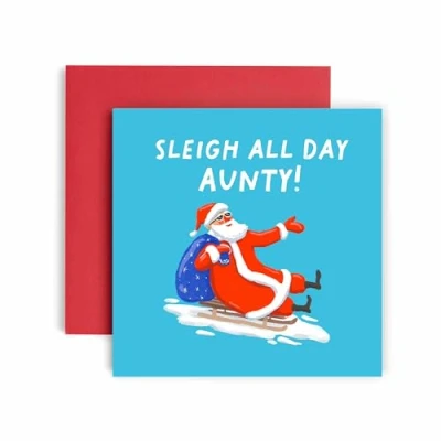 Image of Huxters Christmas Cards for Women Sleigh All Day Aunty Card with Lovely Funny (Aunty)