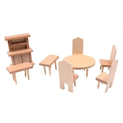 Image of CENPEK Dollhouse Furniture 1:12 Scale Wooden Miniature Set Accessories Model Dining Room