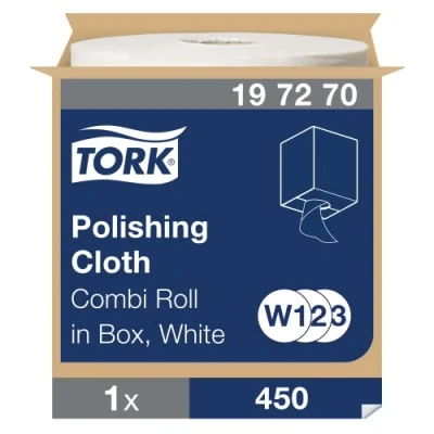 Image of Tork Polishing Cleaning Cloth White W1/2/3, Professional Quality, 1 x 450 Cloths, 197270