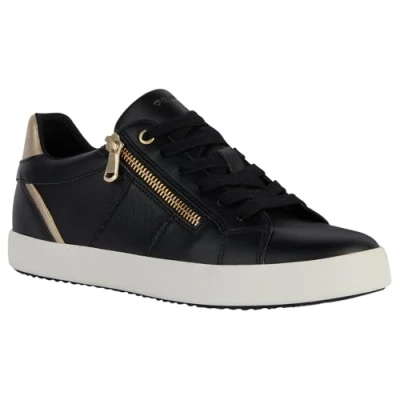 Image of Geox Women&#039;s D Blomiee E Sneaker, Black Lt Gold, 7 UK