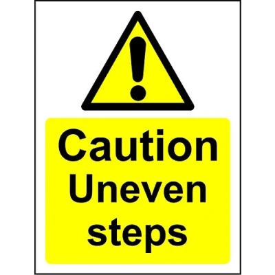 Image of Caution uneven steps sign 3mm Aluminium 300mm x 200mm