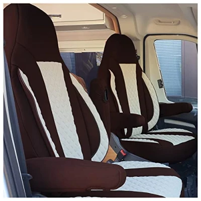Image of BREMER SITZBEZÜGE Made To Measure Driver Protective Covers, Seat Covers Compatible with Ducato, Weinsberg, Adria, Dethleffs Motorhome Accessories, Set of 2 Incl. Armrest