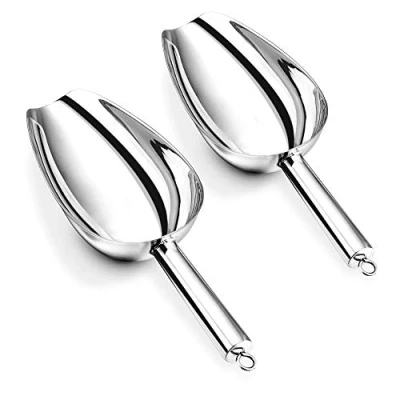 Image of HaWare Ice Scoop, 5OZ Stainless Steel Sweet Food Small Metal Flour Pet Scoop for Kitchen Bar Buffet Party Garden, Non Toxic &amp; Healthy, Mirror Finished Dishwasher Safe 2 Pcs