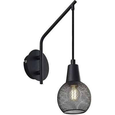 Image of Lindby Zerda wall lamp, lattice lampshade, hanging