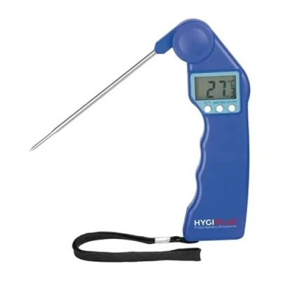 Image of Hygiplas Easytemp Thermometer, Colour Coded Blue, Range: 50 to +300C, Suitable for Use With Raw Fish, Polypropylene, Requires 1x AAA Battery (Not Included), C &amp; F, FX146
