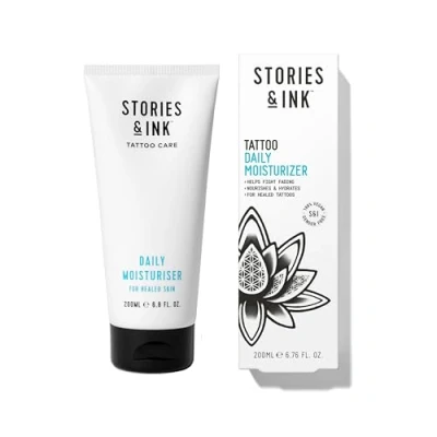 Image of Stories &amp; Ink Tattoo Aftercare DAILY MOISTURIZER with Advanced UV Protection to Prevent Fading, Protects Hydrates Healed Tattoos