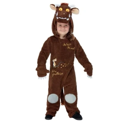 Image of Smiffys Gruffalo Deluxe Costume for Kids, All in One with Hood Brown, Officially Licensed, Comes Detachable Tail and Soft Fabric, Ideal World Book Day Playful Fancy Dress