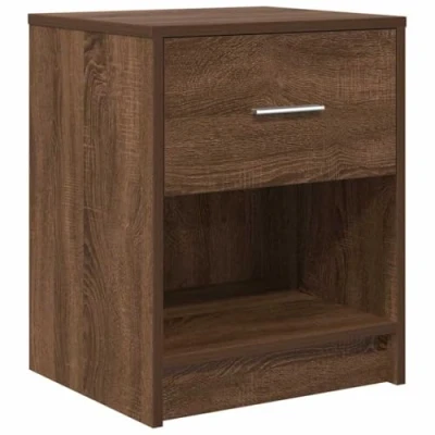 Image of vidaXL Brown Oak Bedside Cabinet/Nightstand with Drawer Engineered Wood Side Table for Bedroom Storage