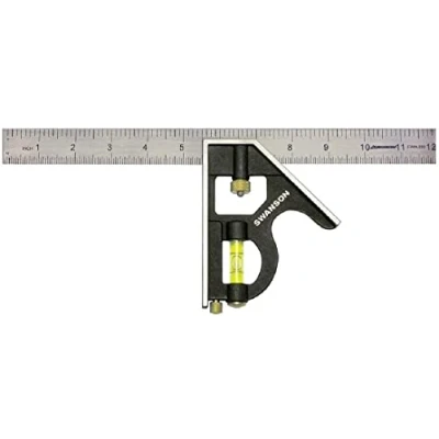 Image of Swanson Tool Co TC132 12 Inch Combo Square with Cast Zinc Body, Stainless Steel Ruler and Brass Bolt