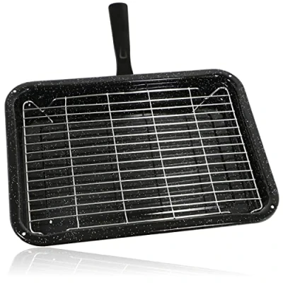 Image of Spares2go Small Grill Pan, Rack &amp; Detachable Handle for Belling Oven Cookers