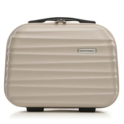 Image of WITTCHEN Cosmetic Case Travel Suitcase Carry On Cabin Luggage Hardshell Made of ABS Combination Lock Groove Line Beige