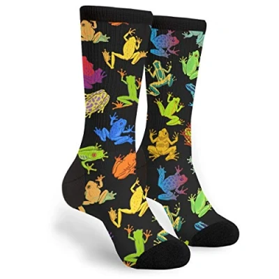 Image of IUBBKI Frog Unisex Socks Cow Print Running Funny Novelty Crazy Crew Men&#039;s Women&#039;s Casual Dress
