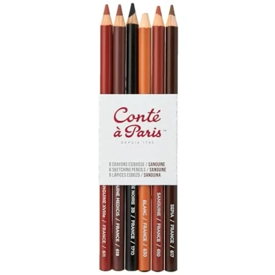 Image of Conté à Paris Sketching Pencil Sanguine (Pack of 6),White