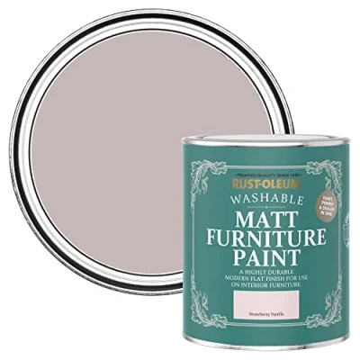 Image of Rust Oleum Pink Furniture Paint in Matt Finish Strawberry Vanilla 750ml