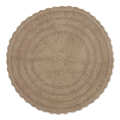 Image of DII Crochet Collection Reversible Bath Mat, Round, 27.5&quot; Diameter, Stone
