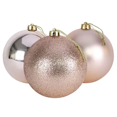 Image of Christmas Concepts® 3 150mm (6&quot;) Extra Large Baubles Shiny, Matte &amp; Glitter Design Decorations (Champagne)