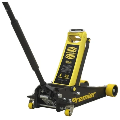 Image of Sealey Premier Trolley Jack 4 Tonne Rocket Lift Yellow