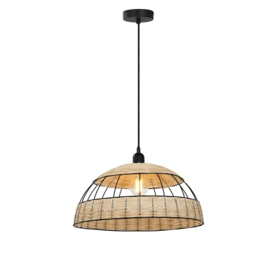 Image of Strahler Wire Frame Pendant Ceiling Light Black 1x E27