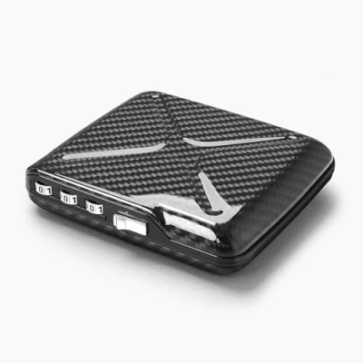 Image of OGON Code Wallet in Genuine Carbon Fiber Lockable with a 3 Digit Protecting Your Privacy from Malicious Persons Up to 10 Cards and Banknotes