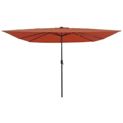Image of vidaXL Square Garden Parasol with LED Lights 295x245 cm Terracotta