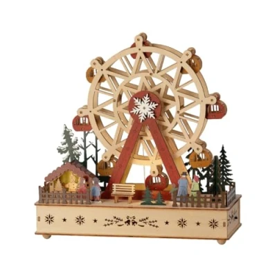 Image of Lumineo LED Wood Ferris Wheel Scene, 11&quot; Tall, Warm White LEDs, Musical