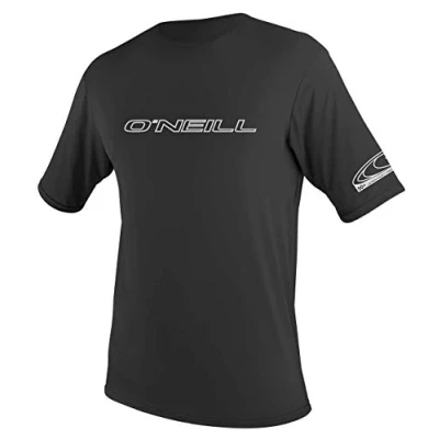 Image of O&#039;Neill Wetsuits Men&#039;s Basic Skins Short Sleeve Sun Shirt Rash Vest, Black, 3XL UK