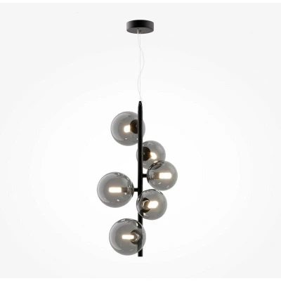 Image of Maytoni Dallas Modern 6 Light Bar Pendant Ceiling Black, Smoky Shade, G9